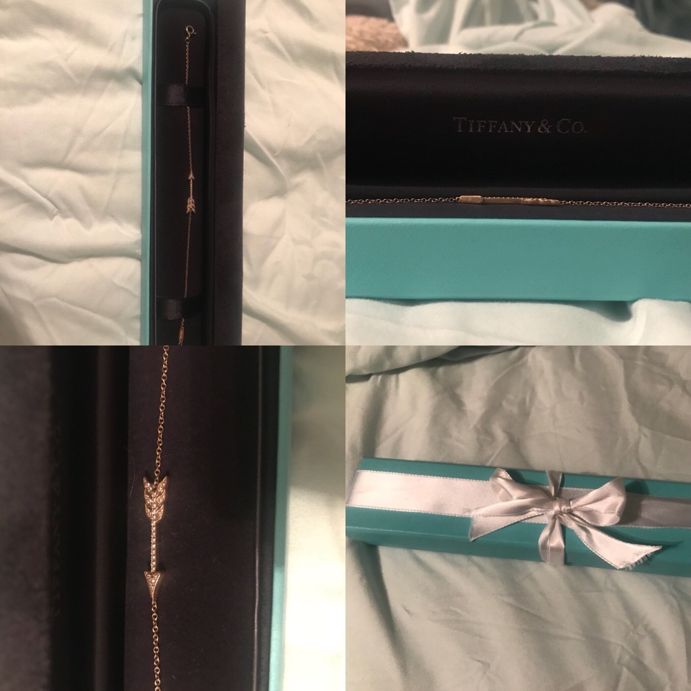 Tiffany diamond rose gold arrow bracelet.